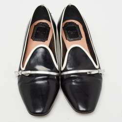 Dior Black/Silver Patent and Leather Loafers Size 35 