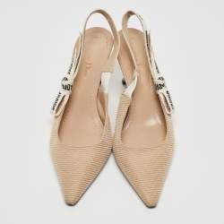Dior Beige Canvas  J'Adior Slingback Pumps Size 38