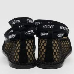 Dior Black Mesh and Suede Nicely D Ankle Wrap Ballet Flats Size 36