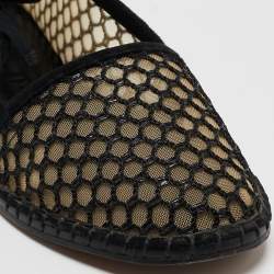 Dior Black Mesh and Suede Nicely D Ankle Wrap Ballet Flats Size 36