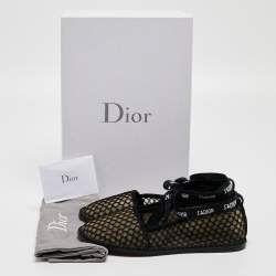 Dior Black Mesh and Suede Nicely D Ankle Wrap Ballet Flats Size 36