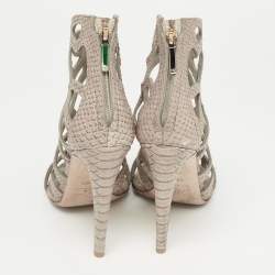 Dior Grey Python Embossed Leather Paradis Cutout Sandals Size 39.5