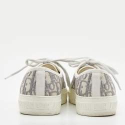Dior White/Grey Oblique Canvas Walk'n'Dior Sneakers Size 38