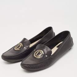 Dior Black Leather Slip On Loafers Size 38