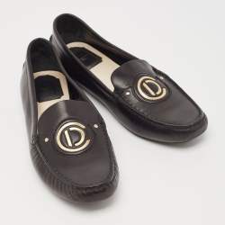 Dior Black Leather Slip On Loafers Size 38