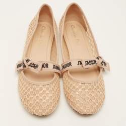 Dior Beige Mesh J'adior Mary Jane Ballet Flats Size 40