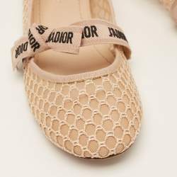 Dior Beige Mesh J'adior Mary Jane Ballet Flats Size 40
