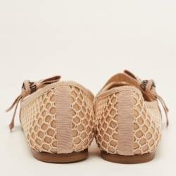Dior Beige Mesh J'adior Mary Jane Ballet Flats Size 40