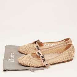 Dior Beige Mesh J'adior Mary Jane Ballet Flats Size 40
