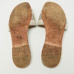 Pre Owned Dior Grey Canvas Dway Flat Slides Size 38.5