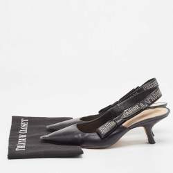 Pre Owned Dior Black Leather Studded J'adior Slingback Pumps Size 40.5