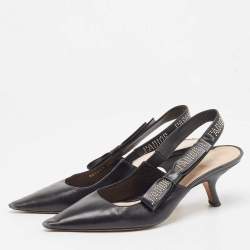 Pre Owned Dior Black Leather Studded J'adior Slingback Pumps Size 40.5