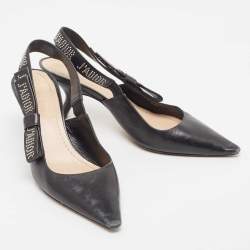 Pre Owned Dior Black Leather Studded J'adior Slingback Pumps Size 40.5