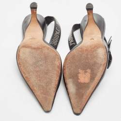 Pre Owned Dior Black Leather Studded J'adior Slingback Pumps Size 40.5