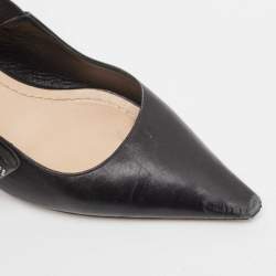 Pre Owned Dior Black Leather Studded J'adior Slingback Pumps Size 40.5