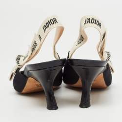 Pre Owned Dior Black Canvas J'Adior Slingback Pumps Size 38.5