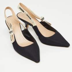 Pre Owned Dior Black Canvas J'Adior Slingback Pumps Size 38.5