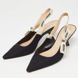 Pre Owned Dior Black Canvas J'Adior Slingback Pumps Size 38.5