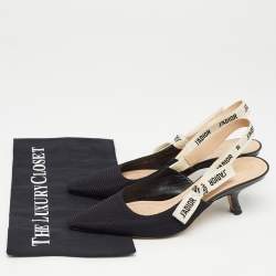 Pre Owned Dior Black Canvas J'Adior Slingback Pumps Size 38.5