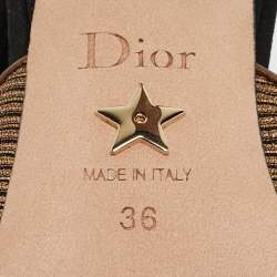 Dior Gold/Black Suede and Canvas J'adior Slingback Pumps Size 36