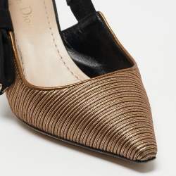Dior Gold/Black Suede and Canvas J'adior Slingback Pumps Size 36