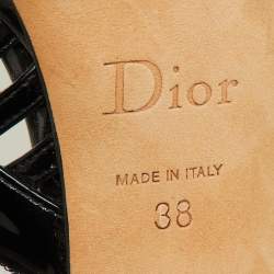 Dior Black Patent Leather Whisper Slingback Sandals Size 38