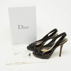Dior Black Patent Leather Whisper Slingback Sandals Size 38