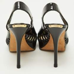 Dior Black Patent Leather Whisper Slingback Sandals Size 38