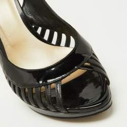 Dior Black Patent Leather Whisper Slingback Sandals Size 38