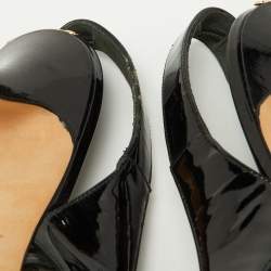 Dior Black Patent Leather Whisper Slingback Sandals Size 38