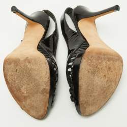 Dior Black Patent Leather Whisper Slingback Sandals Size 38