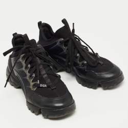 Pre Owned Dior Black PVC and Fabric D-Connect Sneakers Size 36