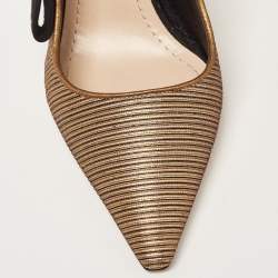 Dior Bronze Lurex Fabric J'adior Slingback Pumps Size 40