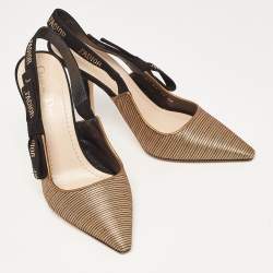Dior Bronze Lurex Fabric J'adior Slingback Pumps Size 40