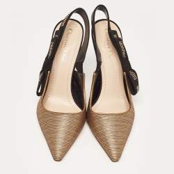 Dior Bronze Lurex Fabric J'adior Slingback Pumps Size 40
