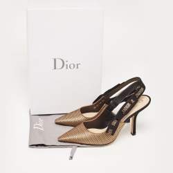 Dior Bronze Lurex Fabric J'adior Slingback Pumps Size 40