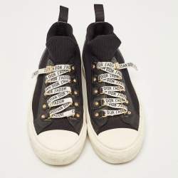 Pre Owned Dior Black Fabric and Leather  Walk'n'Dior High Top  Sneakers Size 36