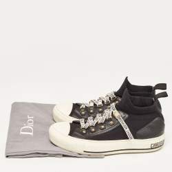 Pre Owned Dior Black Fabric and Leather  Walk'n'Dior High Top  Sneakers Size 36