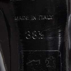 مملوكة مسبقًا حذاء كعب عالي ديور جلد أسود لامع مقدمة مفتوحة فيونكة مزين بسلسلة مقاس 39