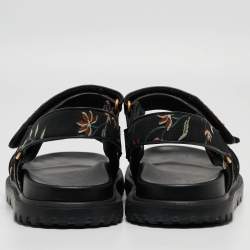Dior Black Floral Print Fabric DiorAct Sandals Size 38.5