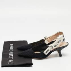 Dior Black Mesh and Canvas  J'Adior  Slingback Pumps Size 35.5