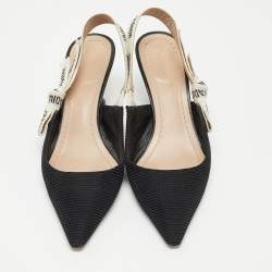 Dior Black Mesh and Canvas  J'Adior  Slingback Pumps Size 35.5