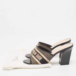 مملوكة مسبقًا Dior Black/White Canvas Dway  Slides Size 42 