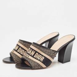 مملوكة مسبقًا Dior Black/White Canvas Dway  Slides Size 42 