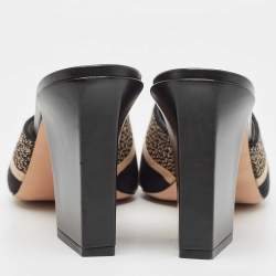 مملوكة مسبقًا Dior Black/White Canvas Dway  Slides Size 42 