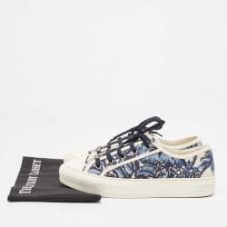 Dior Navy Blue/White Floral Embroidered Canvas Walk'n'Dior Sneakers Size 39