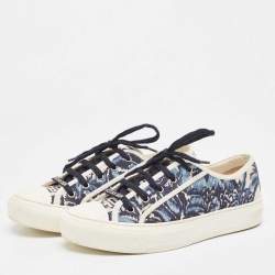 Dior Navy Blue/White Floral Embroidered Canvas Walk'n'Dior Sneakers Size 39