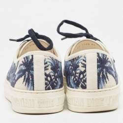 Dior Navy Blue/White Floral Embroidered Canvas Walk'n'Dior Sneakers Size 39