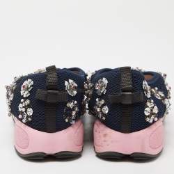 Pre Owned Dior Navy Blue Mesh  Fusion Low Top Sneakers Size 39.5