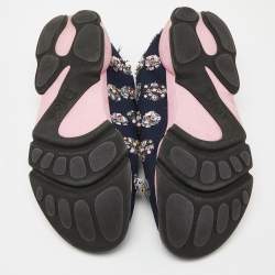 Pre Owned Dior Navy Blue Mesh  Fusion Low Top Sneakers Size 39.5